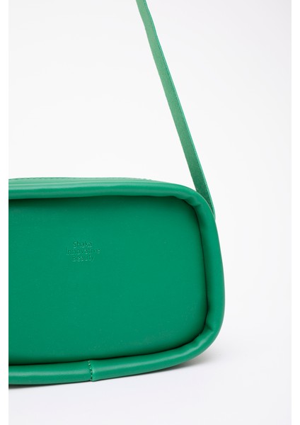 Çimen Yeşili Shk62 Tek Bölmeli Suni Deri Ayarlanabilir Askılı Fermuarlı Çapraz Omuz Çantası