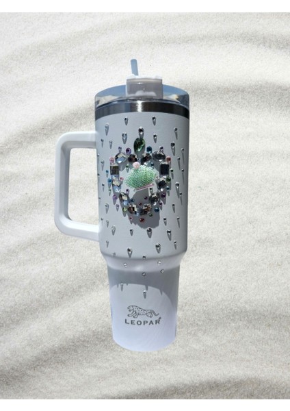 Pipetli 1,2 Litre Kulplu Çelik Termos Renkli Üzeri Taş Işlemeli fiyatları