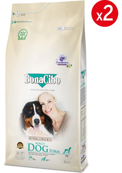 Adult Dog Form Tavuklu ve Balıklı Yetişkin Köpek Maması, 4 kg x 2 Adet, Tüm Irklar Için, Doğal, Şekersiz