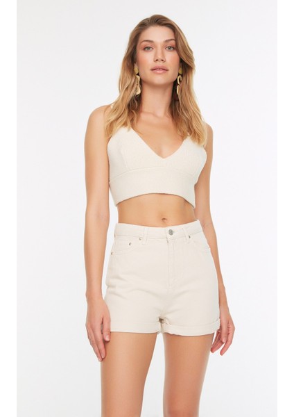 Shopeonly taş Paçası Katlamalı Denim Şort