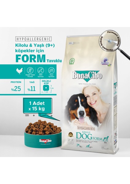Adult Dog Form Tavuklu ve Balıklı Yetişkin Köpek Maması, 15 Kg, Tüm Irklar Için, Doğal, Şekersiz fiyatları