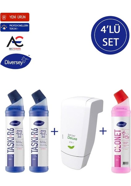 1 Adet Banyo + 2 Adet Tuvalet Temizleyici + 1 Adet Şampuan 4'lü Set