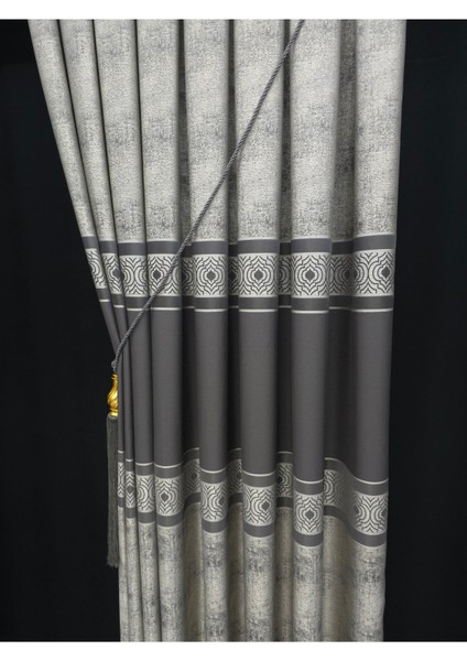 Tek Kanat Fon Perde Gri Renkli Desenli 100 x 270 cm Salon Kullanımına Özel modelleri
