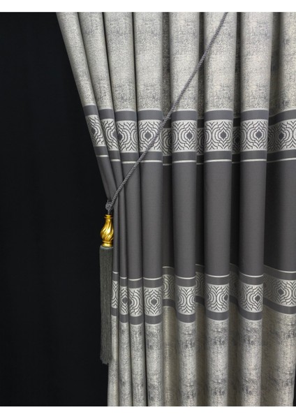 Tek Kanat Fon Perde Gri Renkli Desenli 100 x 270 cm Salon Kullanımına Özel fırsatları