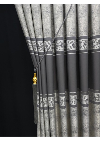 Tek Kanat Fon Perde Gri Renkli Desenli 100 x 270 cm Salon Kullanımına Özel indirimleri