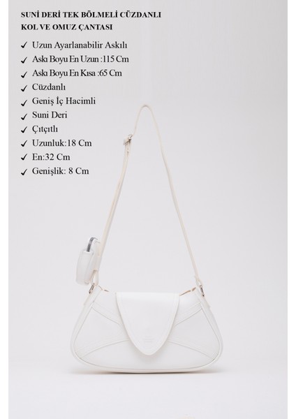 Beyaz Shk96 Suni Deri Tek Bölmeli Cüzdanlı Kol ve Omuz Çantası modelleri