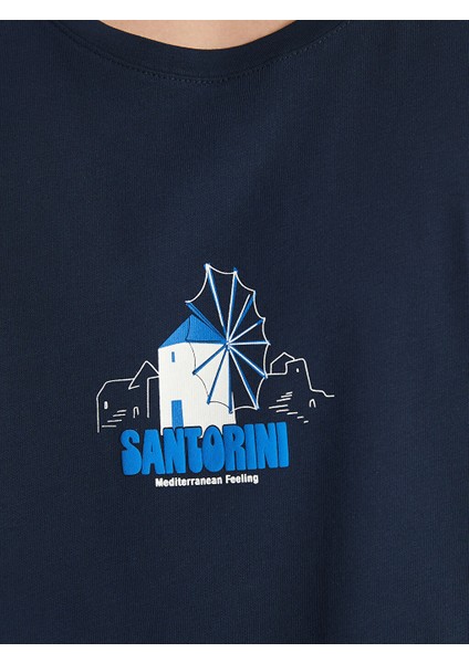 Yeni Sezon Bisiklet Yaka Santorini Baskili Erkek Kolsuz Tisort - S5QN85Z8 modelleri