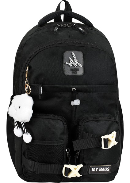 Kore Tarzı Siyah Suya Dayanıklı Unisex Ortaokul, Lise Okul Sırt Çantası Laptop Bölmeli