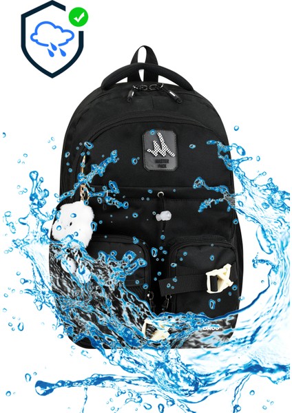 Kore Tarzı Siyah Suya Dayanıklı Unisex Ortaokul, Lise Okul Sırt Çantası Laptop Bölmeli modelleri