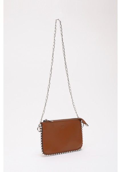 Taba SHK125 Suni Deri Boncuk Detaylı Fermuarlı Tek Bölmeli Zincir Askılı Omuz Çantası fiyatları