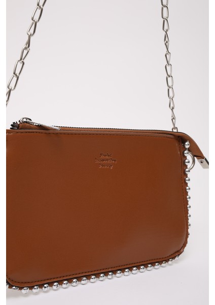 Taba SHK125 Suni Deri Boncuk Detaylı Fermuarlı Tek Bölmeli Zincir Askılı Omuz Çantası indirimleri