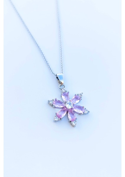 Pembe Lotus Çiçeği Model Kadın Kolye ve Yüzük Seti (Kutulu) modelleri