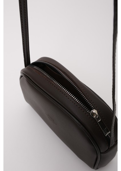 Kahve Rengi Shk25 Mini Urban Çapraz Askılı Tek Bölmeli Suni Deri Kol ve Omuz Çantası