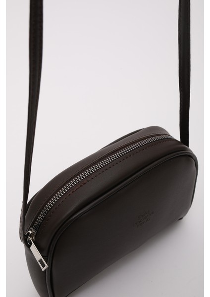 Kahve Rengi Shk25 Mini Urban Çapraz Askılı Tek Bölmeli Suni Deri Kol ve Omuz Çantası