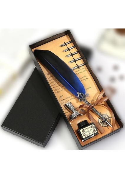 Tüy Divit Antik Kaligrafi Kalem Mürekkep Seti ve 5 Farklı Uç 27 cm Beyaz fiyatları