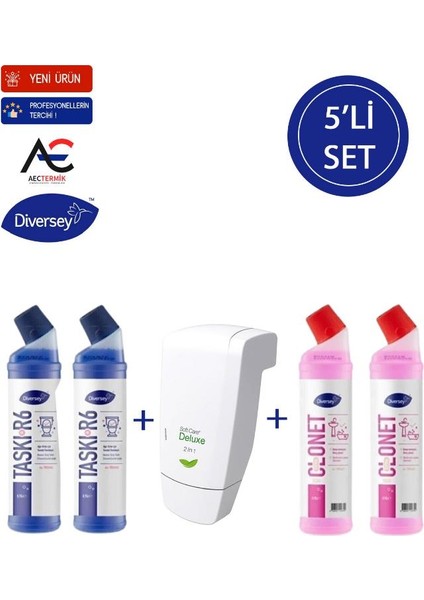 2 Adet Banyo + 2 Adet Tuvalet Temizleyici + 1 Adet Şampuan 5'li Set