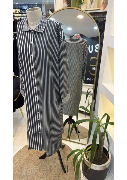 Uzun Gomlek Elbise Siyah 7089 fırsatları