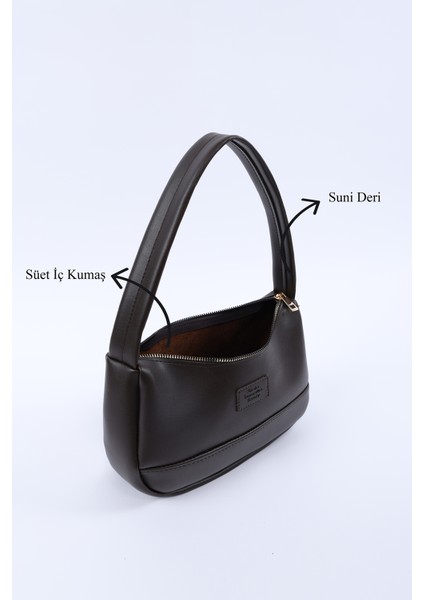 Kahve Rengi SHK229 Suni Deri , Fermuarlı Tek Bölmeli , Baget Model El, Kol ve Omuz Çantası indirimleri