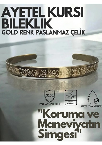 Ayetel Kürsi Yazılı Bileklik Paslanmaz Çelik Ayarlanabilir Erkek/kadın Bileklik
