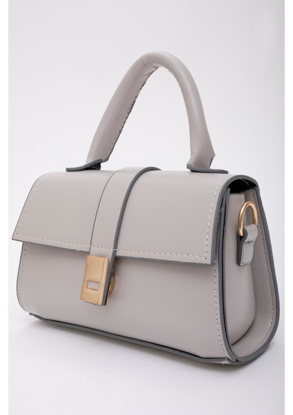 Gri SHK109 Suni Deri Çıtçıtlı Ayarlanabilir Askılı Kadın El, Kol ve Omuz Çantası U:11 E:19 G:7 cm indirimleri