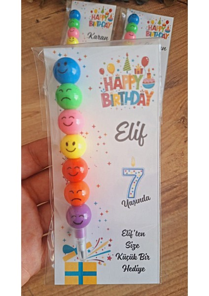 Sevgiliatolyemm Mutluluk Getirmesi Dileğiyle Kartlı Emojili Yumurtlayan Kalem 10 Adet Doğum Günü Parti Mevlüt Hediyelikleri