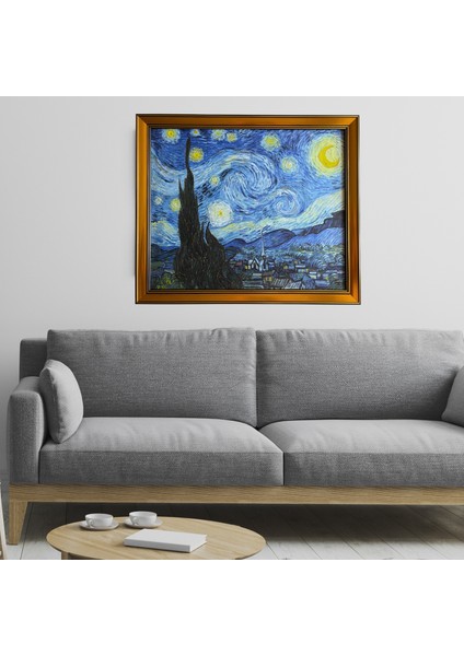 Van Gogh (Yıldızlı Bir Gece 1889) Çerçeveli Klasik Vintage Duvar Tablo fiyatları