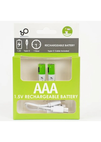 Type-C Şarjlı Li-Ion Aaa Ince Pil 1.5V 750MAH 2li Paket modelleri