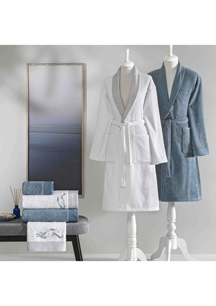 Yeni Sezon Pure Cotton Classic Aile Seti Vera ( Beyaz-Mavi )