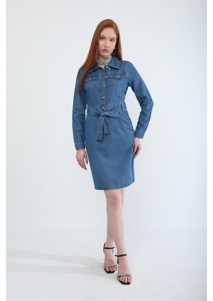 Kadın Kuşaklı Uzun Kollu Elbise modelleri