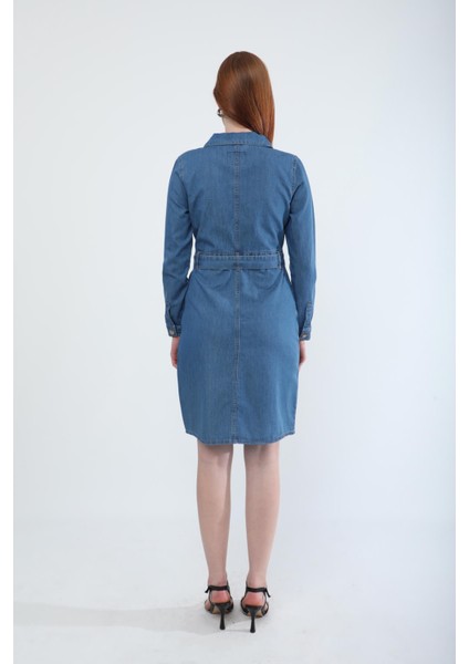 Kadın Kuşaklı Uzun Kollu Elbise