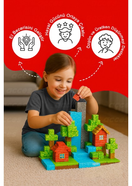 100 Parça Minecraft Tarzı Manyetik Bloklar -100 Parça Büyük Boy Zeka Eğitici Oyuncak Seti 3+ Yaş Çocuklar Için zeka geliştirici oyuncak minecraft temalı 100 parça küpler fiyatları