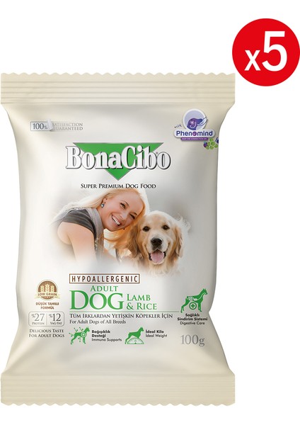 Adult Dog Kuzulu ve Pirinçli Yetişkin Köpek Maması, 100 gr x 5 Adet, Tüm Irklar Için, Doğal, Şeker Içermez