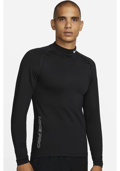 Dri Fit Performans Warm Mock Slim Fit Sweatshirt Erkek Koşu Antrenman Sweatshirt Siyah
