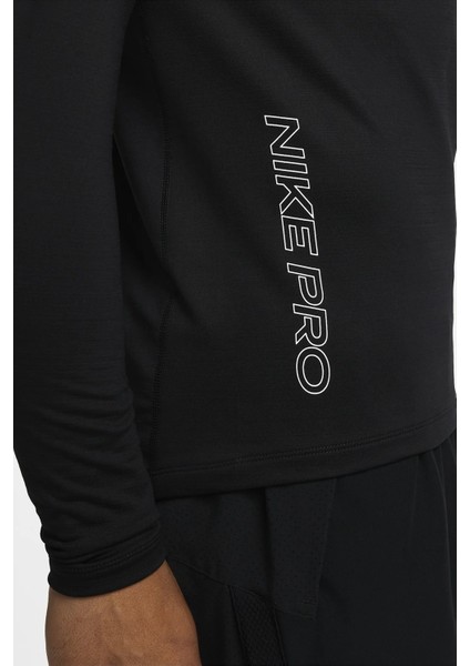 Dri Fit Performans Warm Mock Slim Fit Sweatshirt Erkek Koşu Antrenman Sweatshirt Siyah modelleri