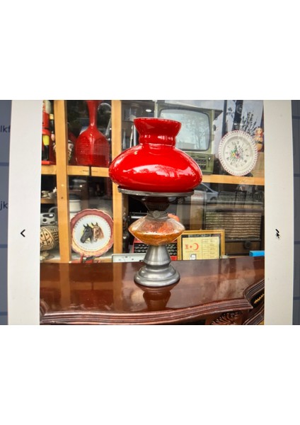 Fransız Kosmos Opalin Camlı Gaz Lambası 39 cm Boyunda