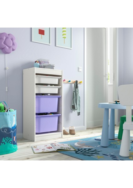Trofast Saklama Ünitesi 46 x 30 x 94 cm Beyaz Lila Çocuk Odası Için Uygun Modüler Dayanıklı modelleri