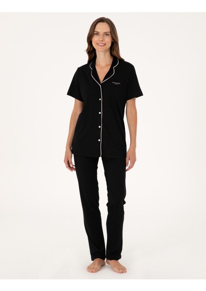 Kadın Siyah Pijama Takımı 50319050-VR046