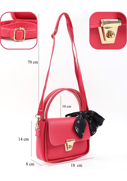 Fuşya SHK235 Suni Deri Tek Bölmeli Fular Hediyeli El Kol ve Omuz Çantası fırsatları