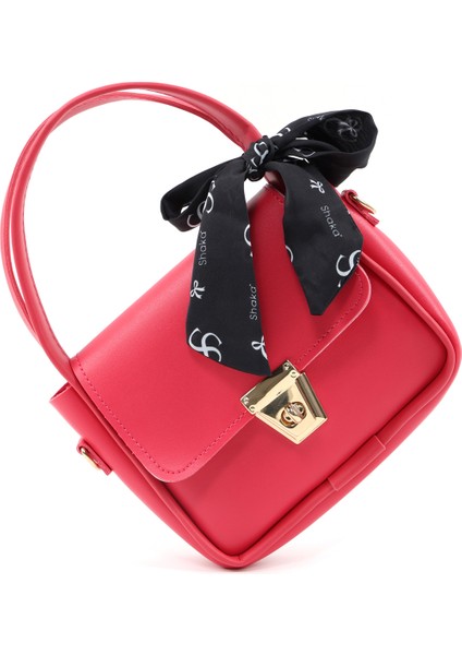 Fuşya SHK235 Suni Deri Tek Bölmeli Fular Hediyeli El Kol ve Omuz Çantası