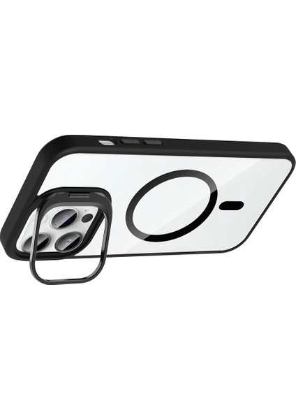 Apple iPhone 14 Pro Max Kılıf Standlı ve Kamera Lens Hediyeli M-Safe Şarj Özellikli Zore Etro Kapak modelleri