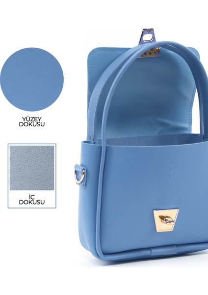 Mavi SHK235 Suni Deri Tek Bölmeli Fular Hediyeli El Kol ve Omuz Çantası indirimleri