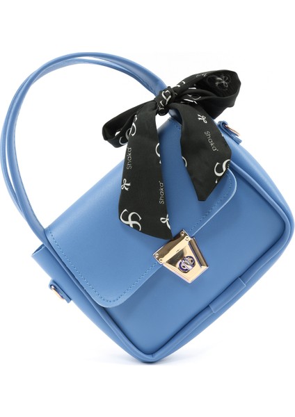 Mavi SHK235 Suni Deri Tek Bölmeli Fular Hediyeli El Kol ve Omuz Çantası
