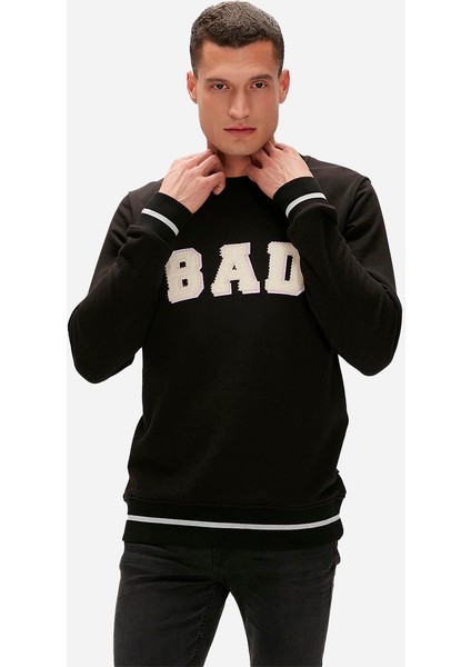 Felt Crewneck Siyah Erkek Sweatshirt indirimleri