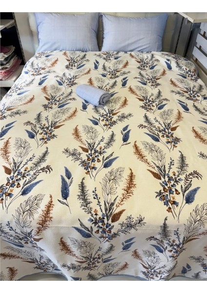 Mavi Detaylı Çiçek Desenli Tek Kişilik Pike – 160X240 cm | Ferahlatıcı Tasarım, Hafif Konfor fiyatları