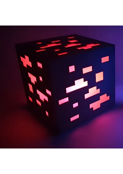 Minecraft Kırmızı Blok Gece Lambası – Renkli Işıltı, Gerçek Oyun Havası!