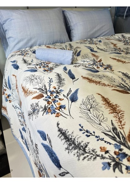 Mavi Detaylı Çiçek Desenli Tek Kişilik Pike – 160X240 cm | Ferahlatıcı Tasarım, Hafif Konfor fırsatları
