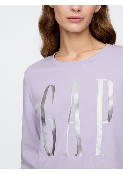 Kadın Lila Gap Logo Relaxed Fleece Sweatshirt modelleri
