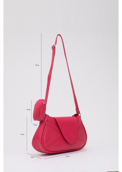 Fuşya Shk96 Suni Deri Tek Bölmeli Cüzdanlı Kol ve Omuz Çantası fiyatları