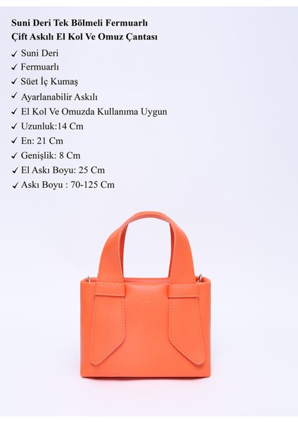 Turuncu SHK60 Suni Deri, Tek Bölmeli, Fermuarlı, Ayarlanabilir Askılı, El, Kol Ve Omuz Çantası modelleri