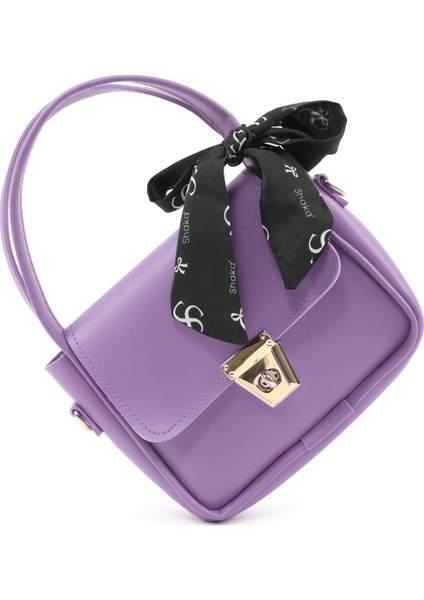 Lila SHK235 Suni Deri Tek Bölmeli Fular Hediyeli El Kol ve Omuz Çantası